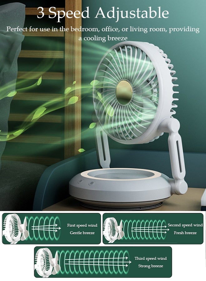 DUNISO مروحة طاولة هوائية صغيرة 3 سرعات مروحة طاولة قابلة للطي 90° تعديل مروحة مكتب محمولة مع خطاف مروحة مثبتة على الحائط للغرفة بأكملها المنزل غرفة النوم المكتب - Image 3