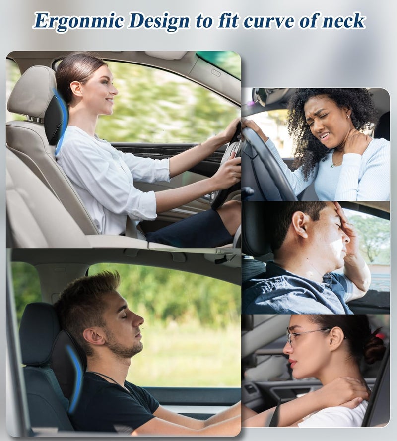 MUGATH Memory Foam Car Neck Rest Pillow Car Seat Headrest Neck Rest CushionErgonomic Car Neck Pillow Cervical Support for Neck Pain Relief in Office Driving Neck Support Pillow for Neck Pain - Image 3