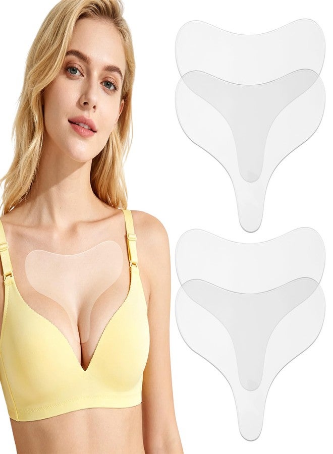 Sinbana 4pcs Chest Wrinkle Pads, Silicone Reusable Decollete & Cleavage Anti Wrinkle Patches From Side Sleeping for Overnight Use Gentle Skincare Silicone Patches for Women - Image 1