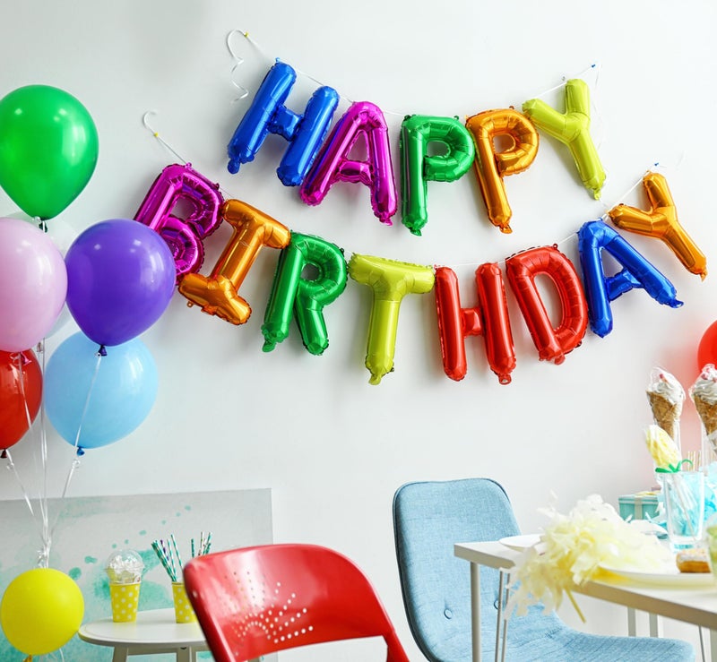 PatiCool Rainbow Happy Birthday Balloon Banner, 16 Inch Foil Mylar Happy Birthday Balloons Letters, Reusable Colorful Happy Birthday Sign, Rainbow Birthday Decorations for Women, Boys and Girls - Image 3