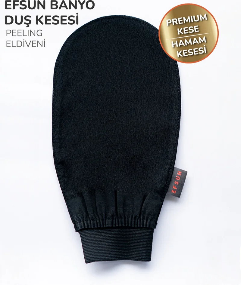 Efsun Bath Shower Scrub Exfoliating Glove 100% Flush Silk For Men and Women, Premium Scrub, Black