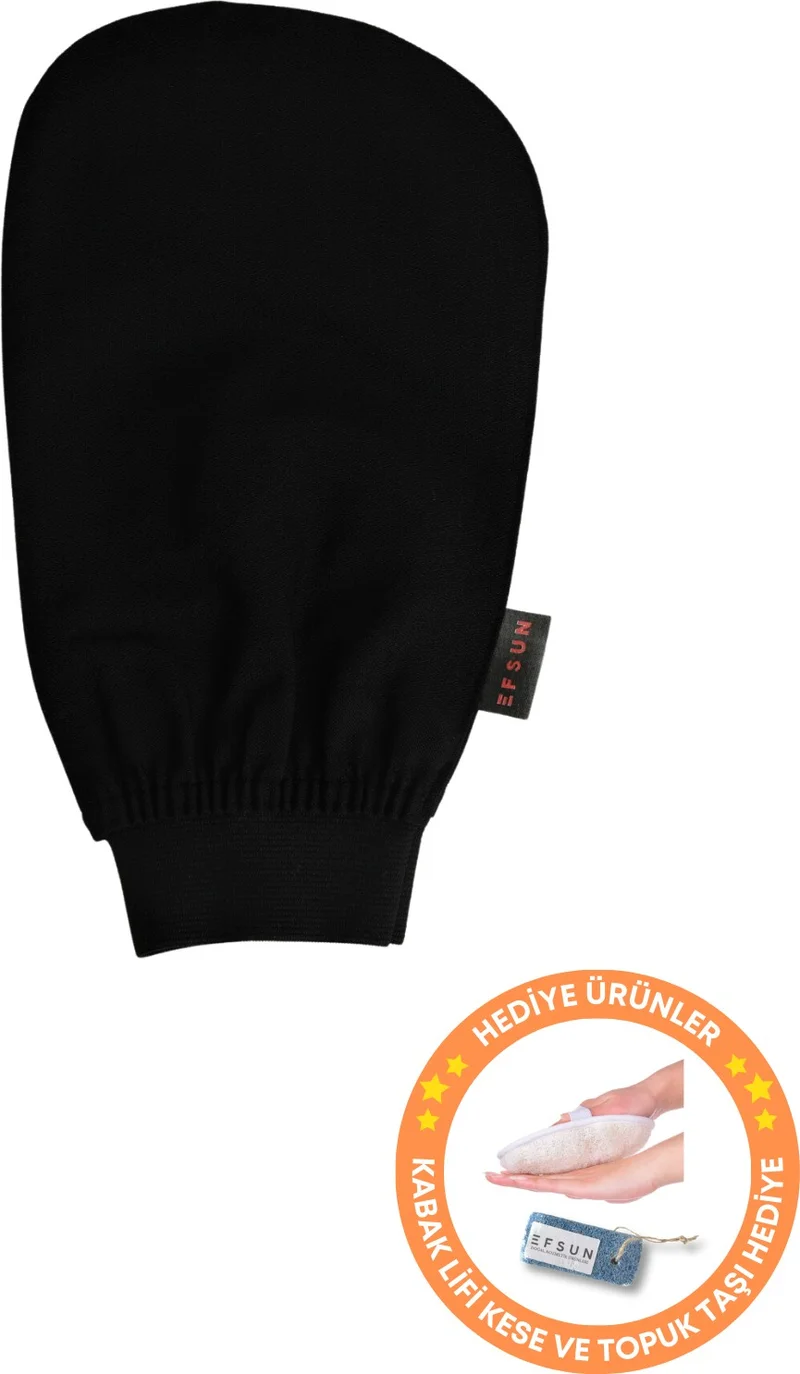 Efsun Bath Shower Scrub Exfoliating Glove 100% Flush Silk For Men and Women, Premium Scrub, Black