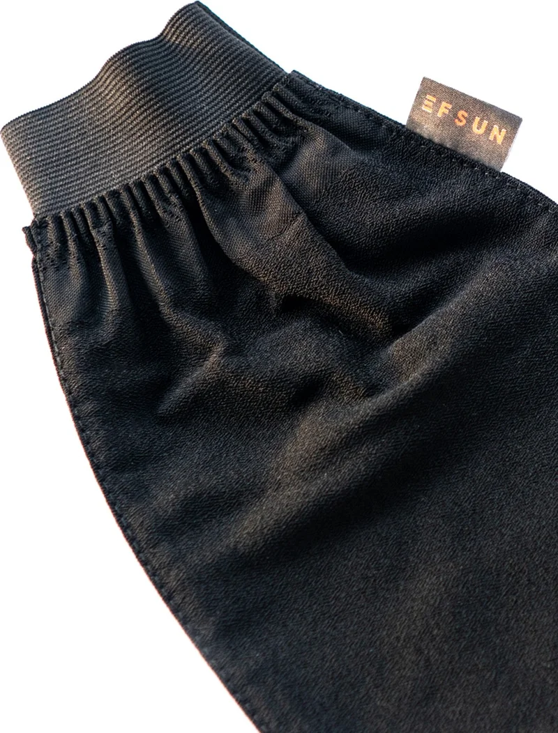 Efsun Bath Shower Scrub Exfoliating Glove 100% Flush Silk For Men and Women, Premium Scrub, Black