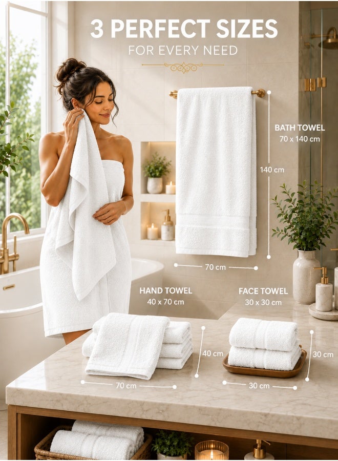 Princess 3-Piece Fast Absorbent Towel Set White 70 x 140cm - Image 4