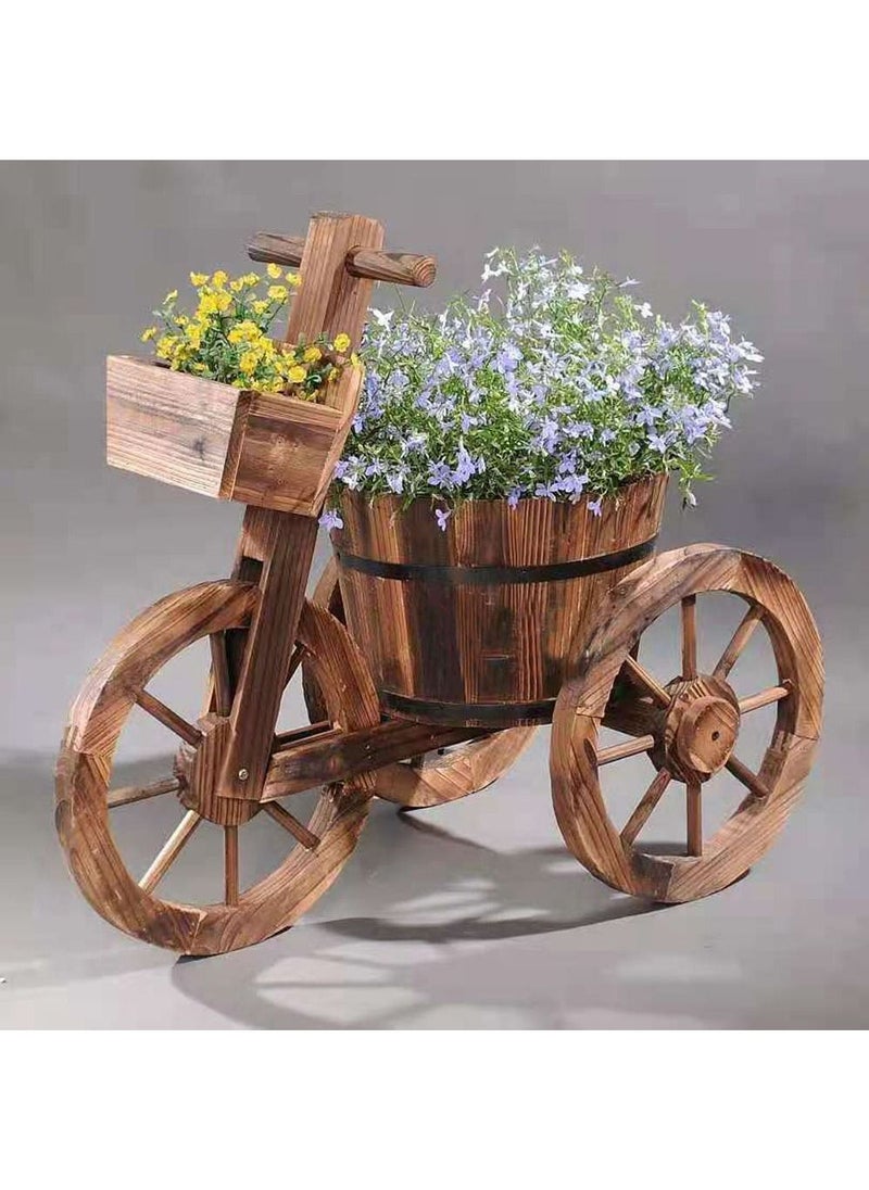 LINGWEI - LINGWEI Tricycle Shaped Wooden Flower Pot Stand Wooden Flower Vase Plant pot Stand Flower Bucket Fleshy Display Shelving Sturdy Storage Rack Flower Basket Flower Planter Garden Decorative Item - Image 1