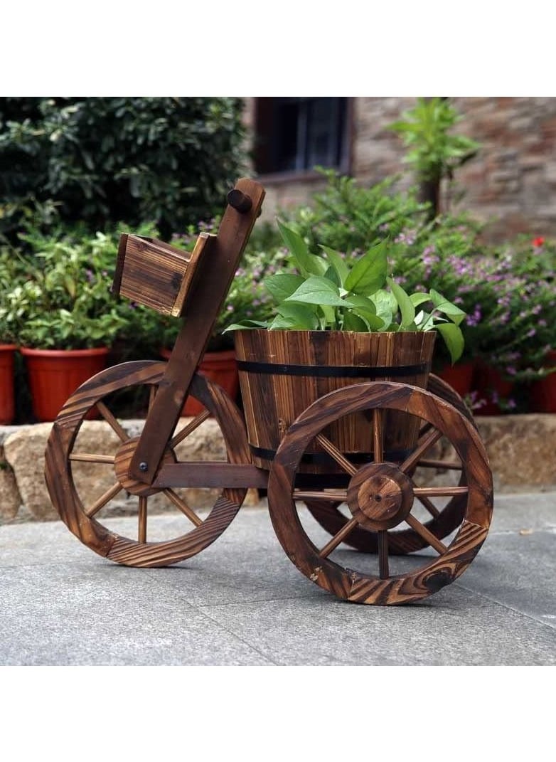 LINGWEI - LINGWEI Tricycle Shaped Wooden Flower Pot Stand Wooden Flower Vase Plant pot Stand Flower Bucket Fleshy Display Shelving Sturdy Storage Rack Flower Basket Flower Planter Garden Decorative Item - Image 1
