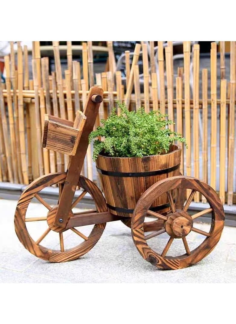 LINGWEI - LINGWEI Tricycle Shaped Wooden Flower Pot Stand Wooden Flower Vase Plant pot Stand Flower Bucket Fleshy Display Shelving Sturdy Storage Rack Flower Basket Flower Planter Garden Decorative Item - Image 1
