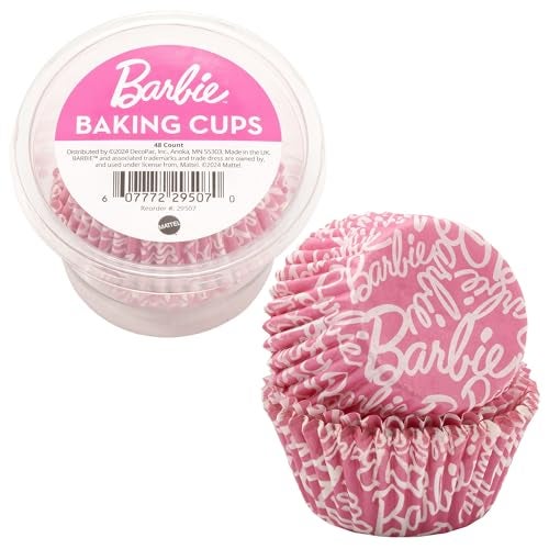 DecoPac Barbie™ Baking Cups By DecoPac | Pink | 1.8" Cupcake Liners, Greaseproof Paper Cases for Muffins and Cupcakes, Pack of 48 - Image 1