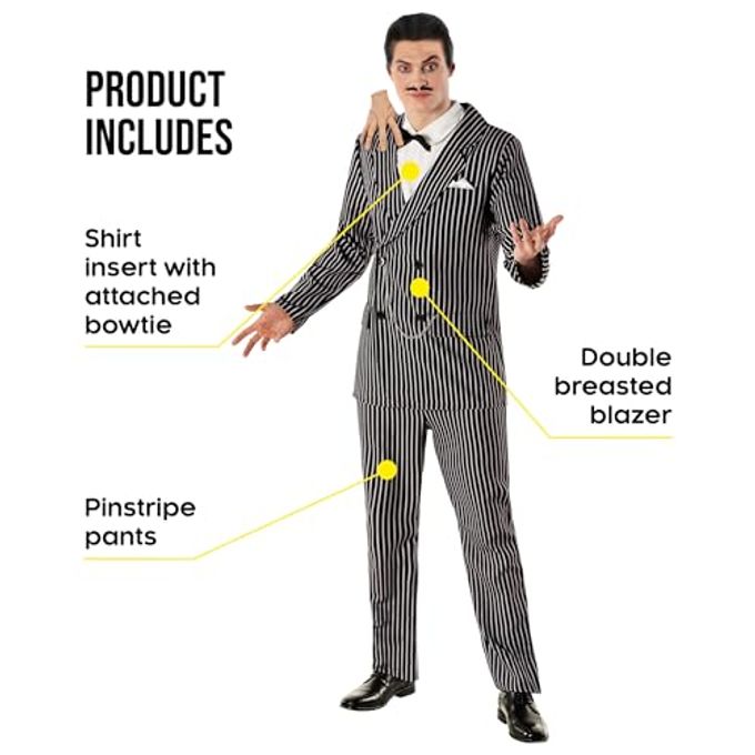 MORPH 1920s Gangster Costume Men, Gangster Striped Suit, Halloween Costumes for Men Halloween Costumes Adult L - Image 2