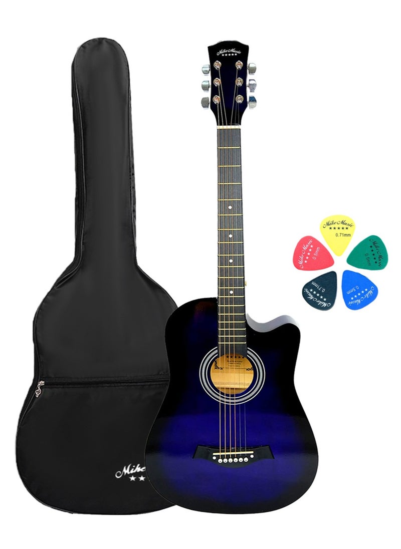 Mike Music - 38 Inch Acoustic Guitar for Beginner Adult Teen, Full Size Guitar Acoustic 6-Strings Acoustic Guitar Set With Accessories Gig Bag, Picks, Right Hand, Glossy Purpl - Image 1