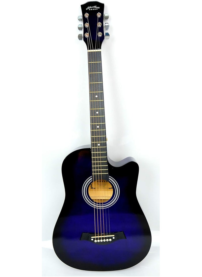 Mike Music - 38 Inch Acoustic Guitar for Beginner Adult Teen, Full Size Guitar Acoustic 6-Strings Acoustic Guitar Set With Accessories Gig Bag, Picks, Right Hand, Glossy Purpl - Image 1