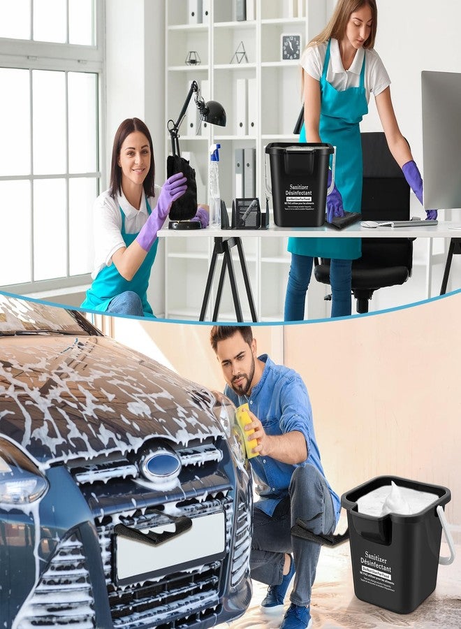 Vesici 6 Sets 3 Quart Cleaning Bucket with Microfiber Cleaning Cloths Small Sanitizing Square Bucket Detergent Plastic Utility Pail with Handle for Household Restaurant Office School Use (Black) - Image 5