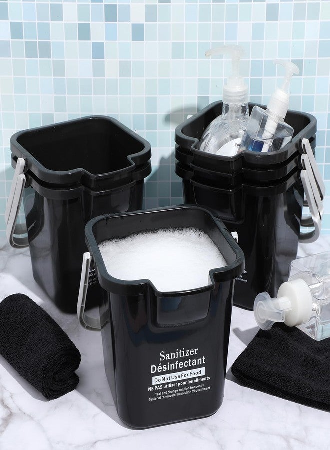 Vesici 6 Sets 3 Quart Cleaning Bucket with Microfiber Cleaning Cloths Small Sanitizing Square Bucket Detergent Plastic Utility Pail with Handle for Household Restaurant Office School Use (Black) - Image 4
