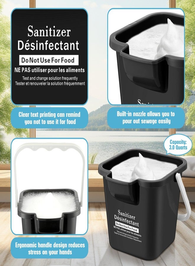 Vesici 6 Sets 3 Quart Cleaning Bucket with Microfiber Cleaning Cloths Small Sanitizing Square Bucket Detergent Plastic Utility Pail with Handle for Household Restaurant Office School Use (Black) - Image 3