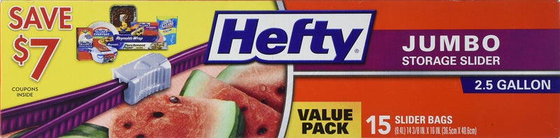 Hefty 2x Stronger 25 Gallon Jumbo Storage Bags 15 Count Pack of 2 Total 30 Bags