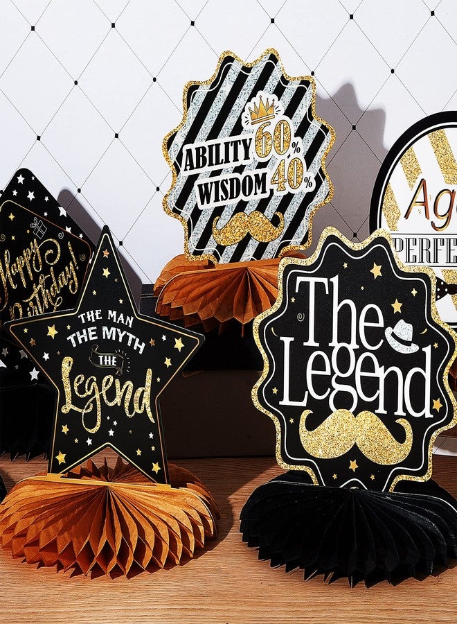 Tenare 10 Pieces The Man The Myth The Legend Centerpiece Birthday Decorations Father's Day Honeycomb Centerpiece Table Decor The Birth of Legend Decor for Birthday Party Vintage Supplies - Image 5