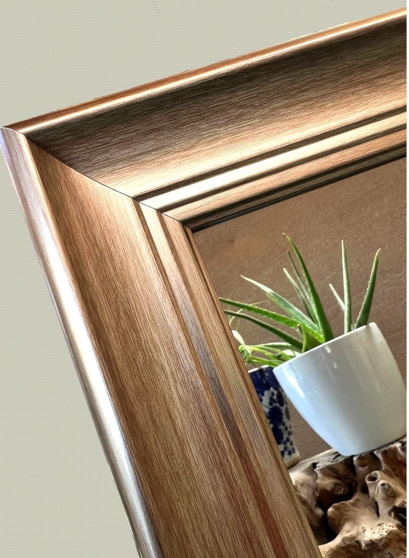 Mirror Full Length Stand 160cm x 60cm Standing Hanging or Leaning Against Wall, Large Rectangle Bedroom Mirror Floor Mirror Dressing Mirror Wall-Mounted Mirror, PVC Frame - Light Brown - Image 3