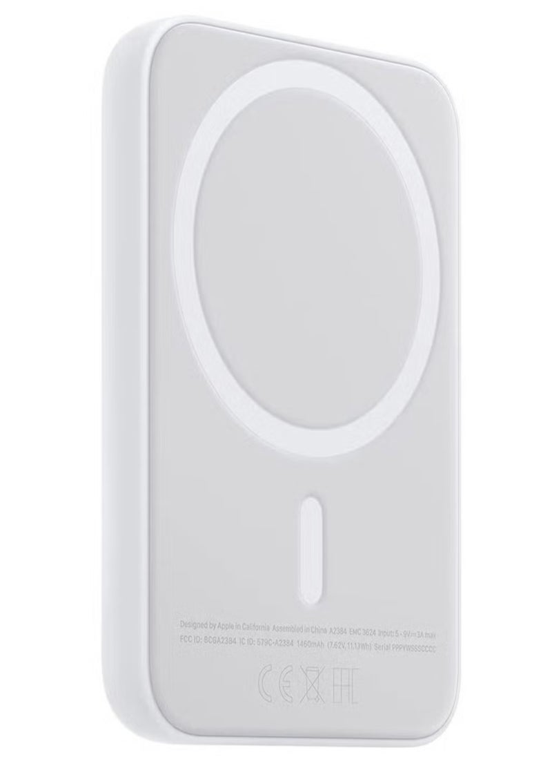 MagSafe Wireless Power Bank 10000mAh for iPhone 14/13/12 – Magnetic Portable Charger with Fast Wireless Charging, USB-C Input/Output, Slim Lightweight Design – Travel-Friendly Backup Battery – White