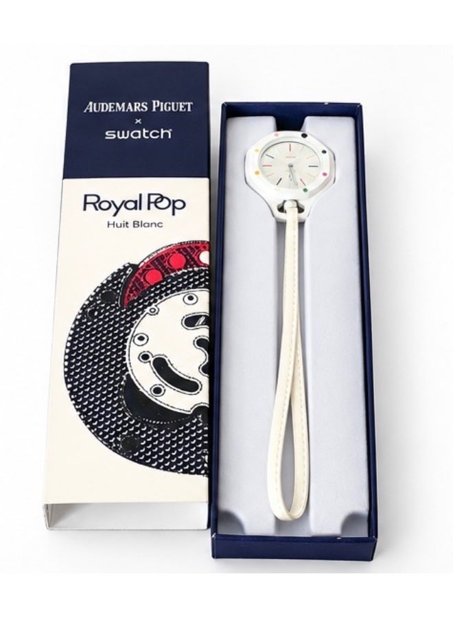 Audemars Piguet x Swatch Swatch x Audemars Piguet Royal Pop HUIT BLANC Mechanical Pocket Watch – White - Image 4