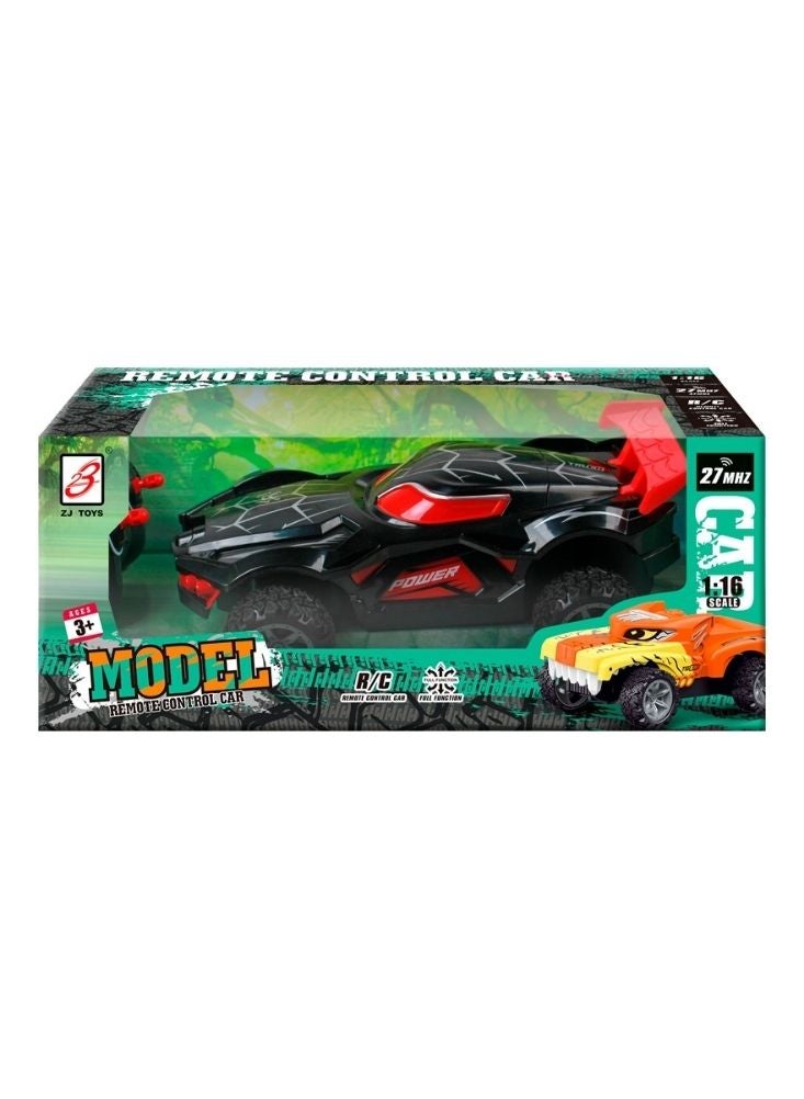 بريميم سيارة سباق للطرق الوعرة تعمل بالتحكم عن بعد – شاحنة سوداء وحمراء تعمل بالتحكم عن بعد بعجلات كبيرة (مقياس واحد إلى ستة عشر) - Image 2