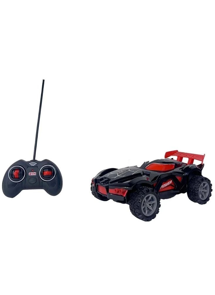 بريميم سيارة سباق للطرق الوعرة تعمل بالتحكم عن بعد – شاحنة سوداء وحمراء تعمل بالتحكم عن بعد بعجلات كبيرة (مقياس واحد إلى ستة عشر) - Image 1