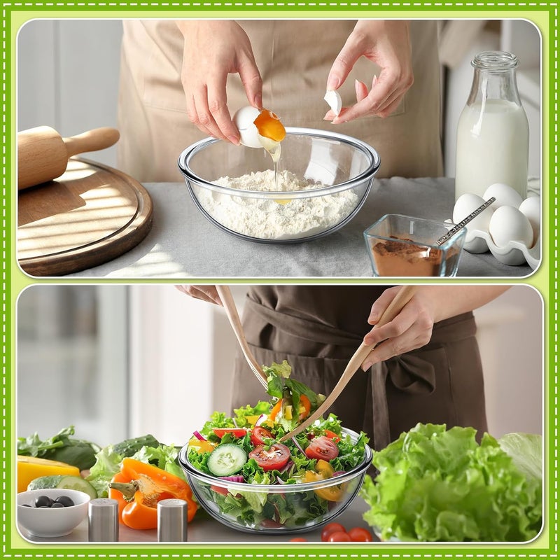 Domensi 65 Qt Extra Large Glass Mixing Bowls Clear Glass Salad Cooking Bowls for Kitchen Salad Bread Storage Dishwasher Freezer Microwave - Image 5
