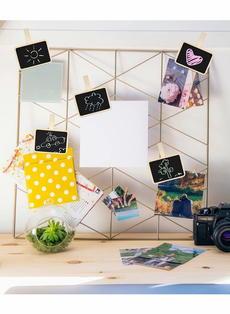 Y&D Mini Blackboard Clips, 14 Pcs Wooden Memo Chalkboard Message Board Signs Tag with Clips for Food Label Birthday Wedding Party Decoration Garden Home  - Image 2