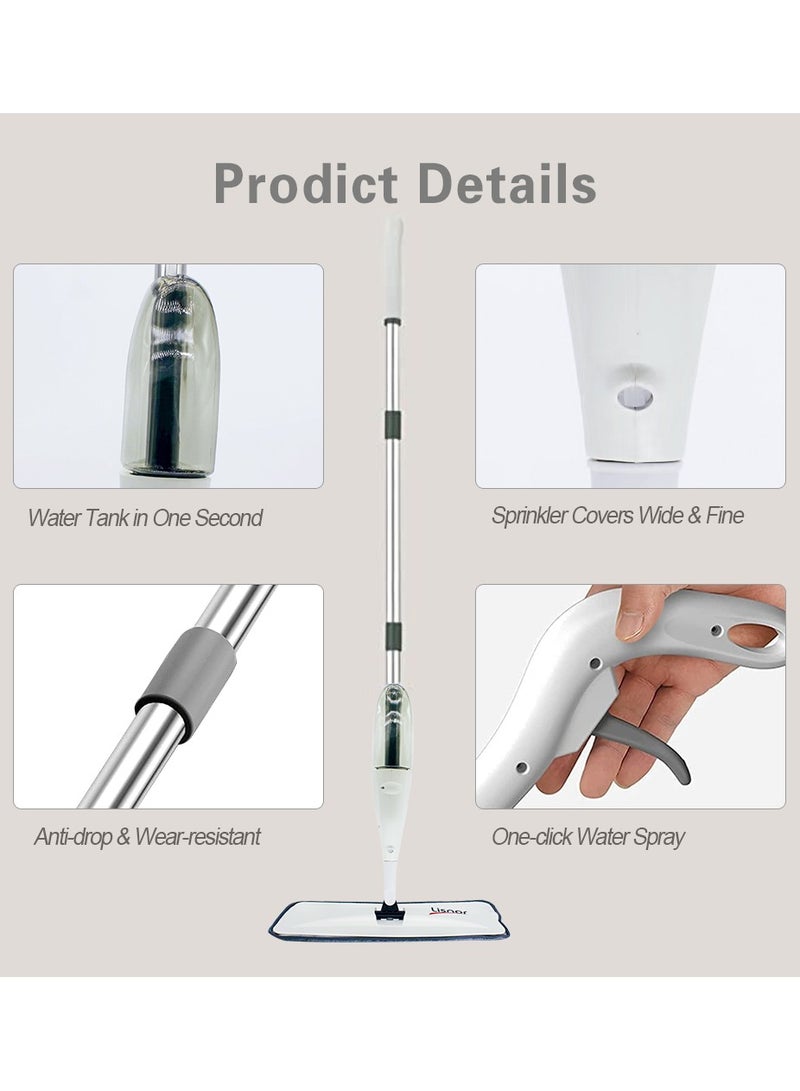 Spray Mop with 350ml Refillable Water Tank for Home, Kitchen Floor Cleaning