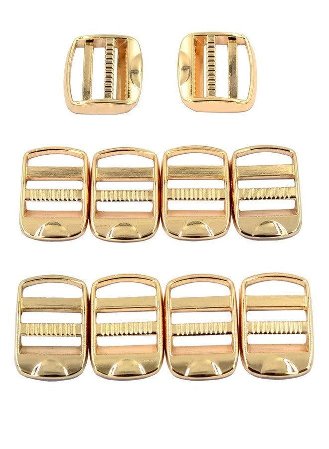 DGOL 10 pcs 1 inch Metal Zinc Alloy Ladder Lock Slider Adjustable Webbing Strap Release Buckles (Golden) - Image 2