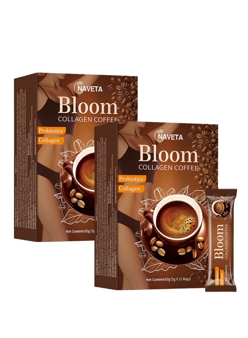 علبة مزدوجة من قهوة بلوم كولاجين - 100% عضوية مع الجلوتاثيون قهوة التخسيس الدايت - قهوة غلوتا كولاجين ديتوكس المميزة مع قهوة الكولاجين (5 جم × 12 كيس × 2 علبة) - Image 1