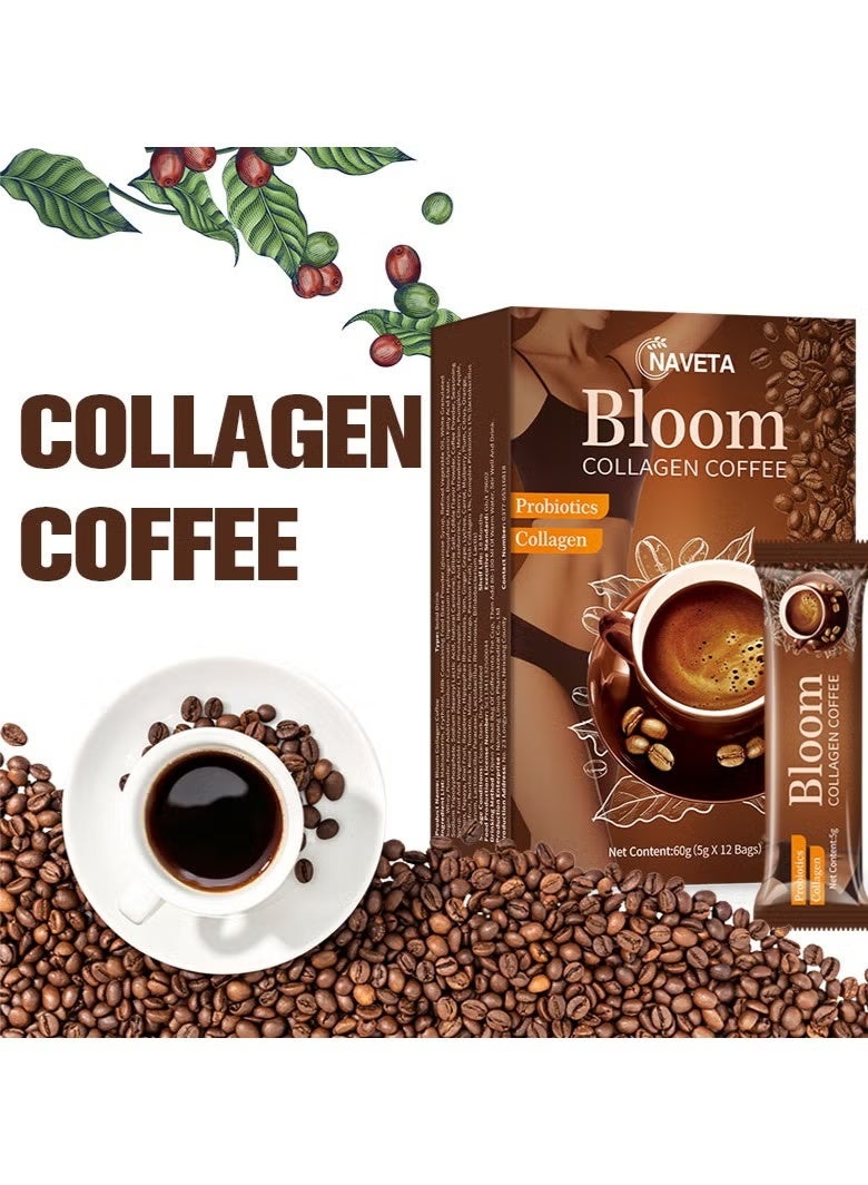 علبة مزدوجة من قهوة بلوم كولاجين - 100% عضوية مع الجلوتاثيون قهوة التخسيس الدايت - قهوة غلوتا كولاجين ديتوكس المميزة مع قهوة الكولاجين (5 جم × 12 كيس × 2 علبة) - Image 3