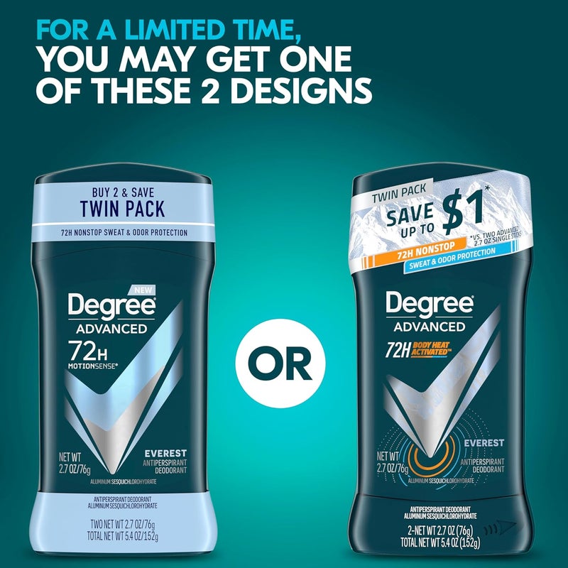 Degree Men Advanced Antiperspirant Deodorant - Everest, 72-Hour Sweat and Odor Protection, 2.7 oz, 2 Count - Image 3