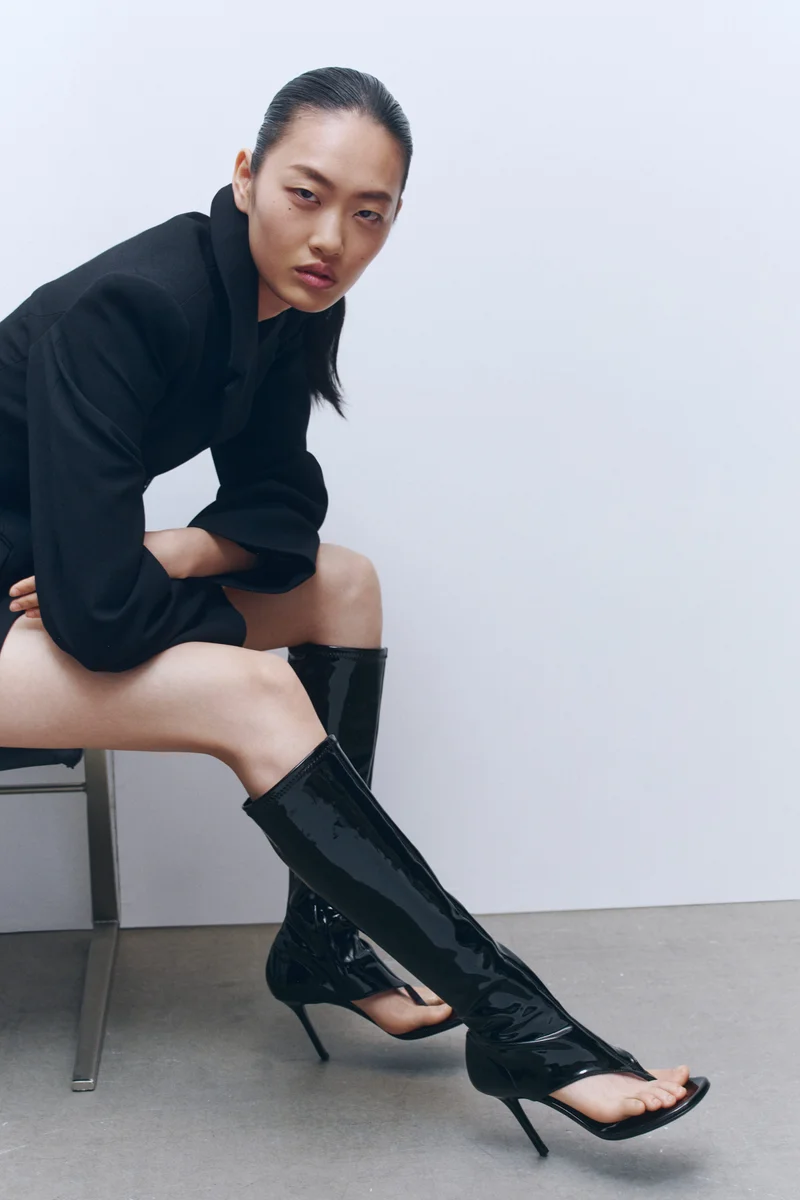Cut-out leather sock boots