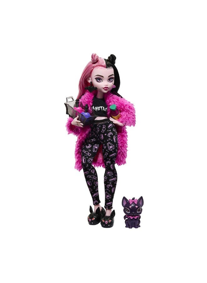 MONSTER HIGH دمية دراكولاورا من مونستر هاي لحفلة النوم مع الإكسسوارات - Image 1