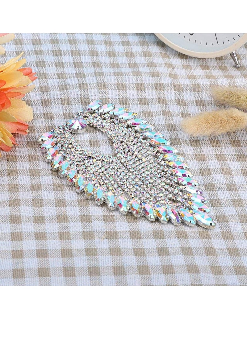 SYOSI Rhinestone Chain 3.35 x 5.12in Shoulder Epaulets Tassel Chain with Horse Eye Rhinestones Heart Shaped Tassel Diamond Buckle for DIY Crafts Clothes Bag Decoration Purse Handbag Colorful  - Image 5