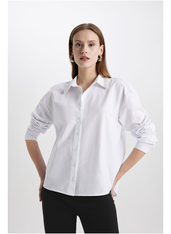 DeFacto - Woman Oversize Fit Woven Long Sleeve Shirt - Image 1