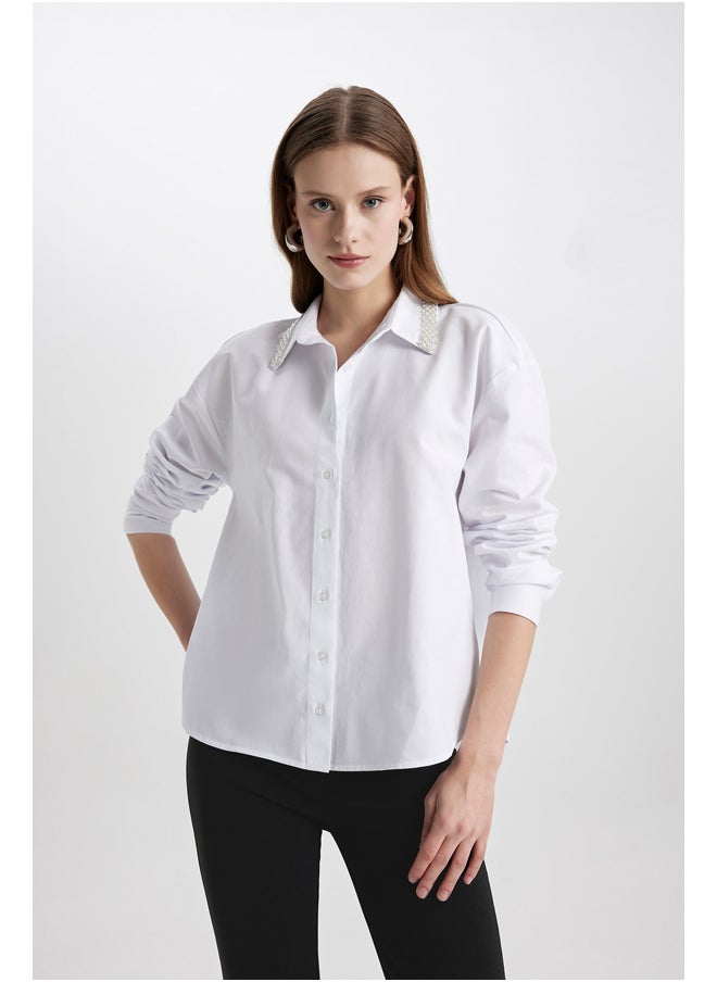 DeFacto - Woman Oversize Fit Woven Long Sleeve Shirt - Image 1