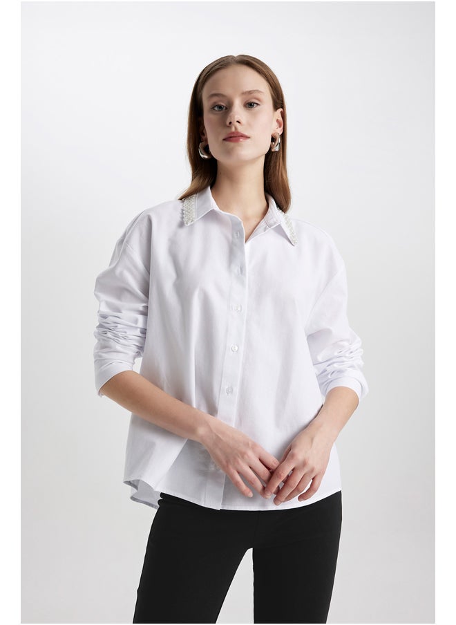 DeFacto - Woman Oversize Fit Woven Long Sleeve Shirt - Image 1