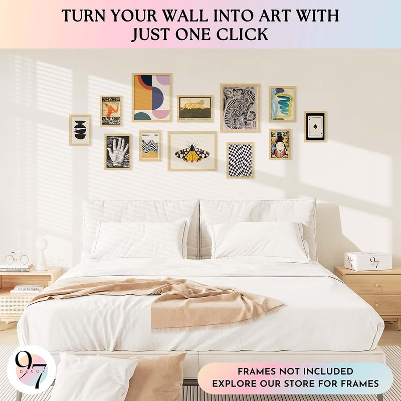 97 Decor Vintage Eclectic Wall Art Collage - Maximalist Modern Art Prints, Aesthetic Home Decor, Cool Funky Retro Bauhaus Posters Set for Dorm Bedroom (Unframed) - Image 3