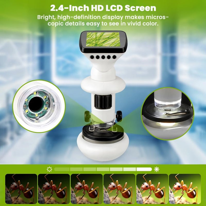 TECPHILE 1000X WiFi Digital Microscope for Kids & Students, 2" LCD Screen, 1080P HD Handheld Portable Microscope with Screen Share, Rechargeable, Photo Video Recording for Lab, Classroom & Home Use - Image 4