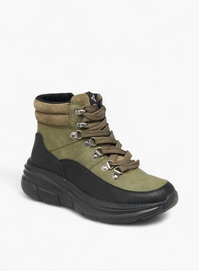 MISSY Panelled Lace-Up Ankle Boots With Pull Tabs