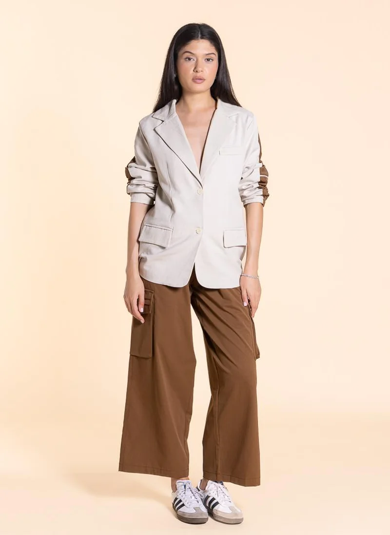 SHAPES DETAILED LINEN BLEND BLAZER SET