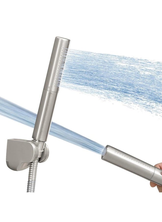 Hoimpro Homipro Brushed Nickel Brass 2 In 1 Function High Flow Handheld Shower Head Set High Pressure 7 Inch Brushed Finish Shower Head Sprayer Hand Shower Wand with 59 Inch Hose, Bracket - Image 1