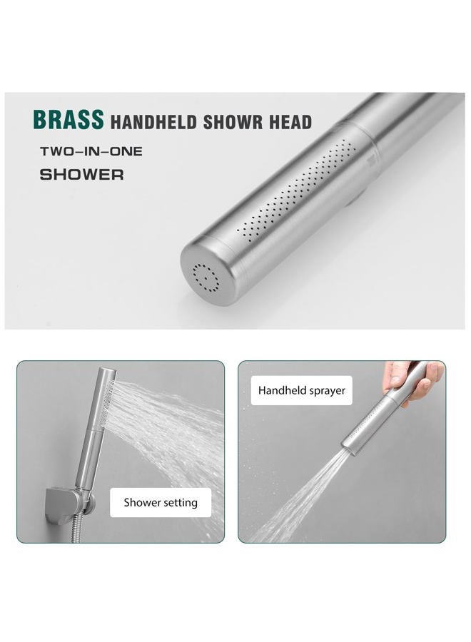 Hoimpro Homipro Brushed Nickel Brass 2 In 1 Function High Flow Handheld Shower Head Set High Pressure 7 Inch Brushed Finish Shower Head Sprayer Hand Shower Wand with 59 Inch Hose, Bracket - Image 3