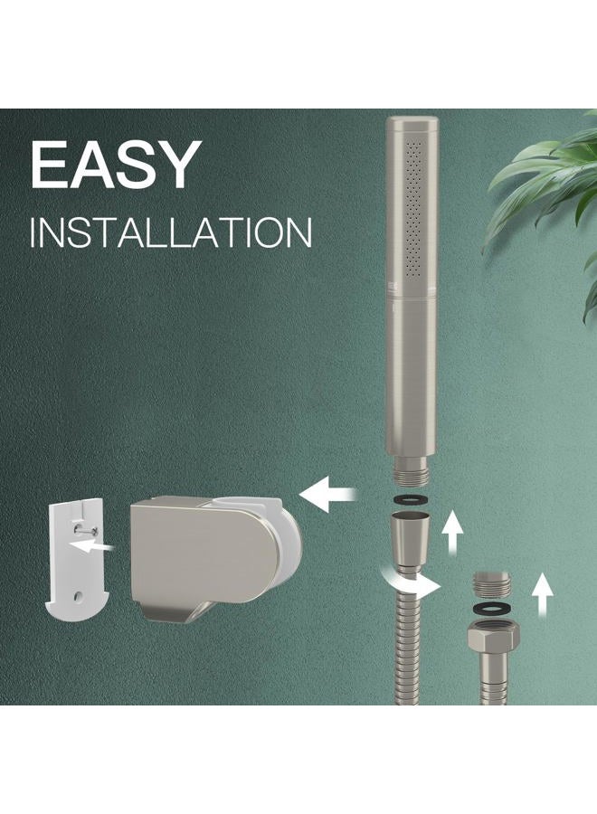 Hoimpro Homipro Brushed Nickel Brass 2 In 1 Function High Flow Handheld Shower Head Set High Pressure 7 Inch Brushed Finish Shower Head Sprayer Hand Shower Wand with 59 Inch Hose, Bracket - Image 5