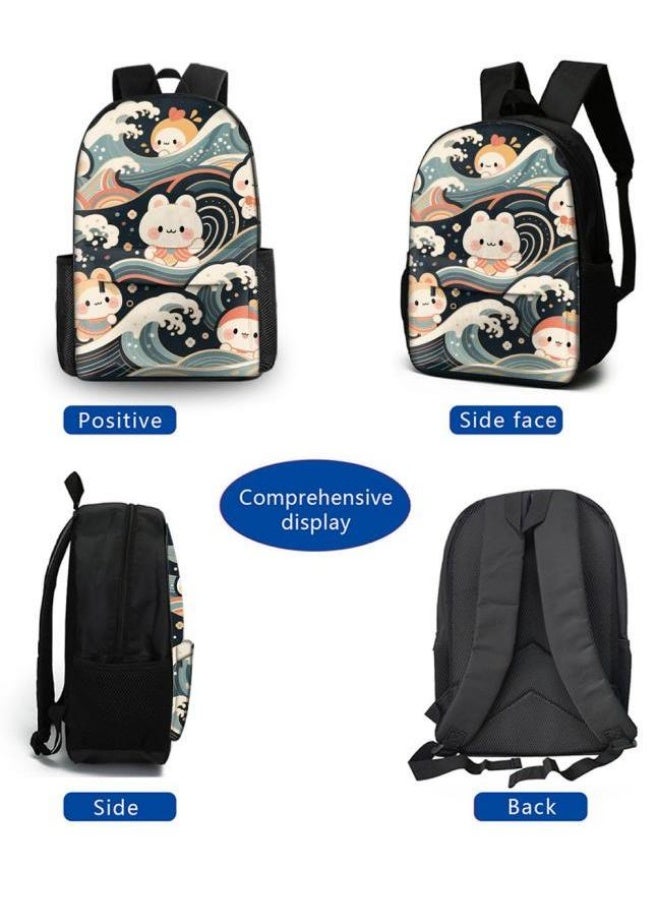 [Super new special offer] Cartoon theme bag three-piece set | double-shoulder + hand-held + storage pen bag | gift self-use good-looking - 441  - Image 3