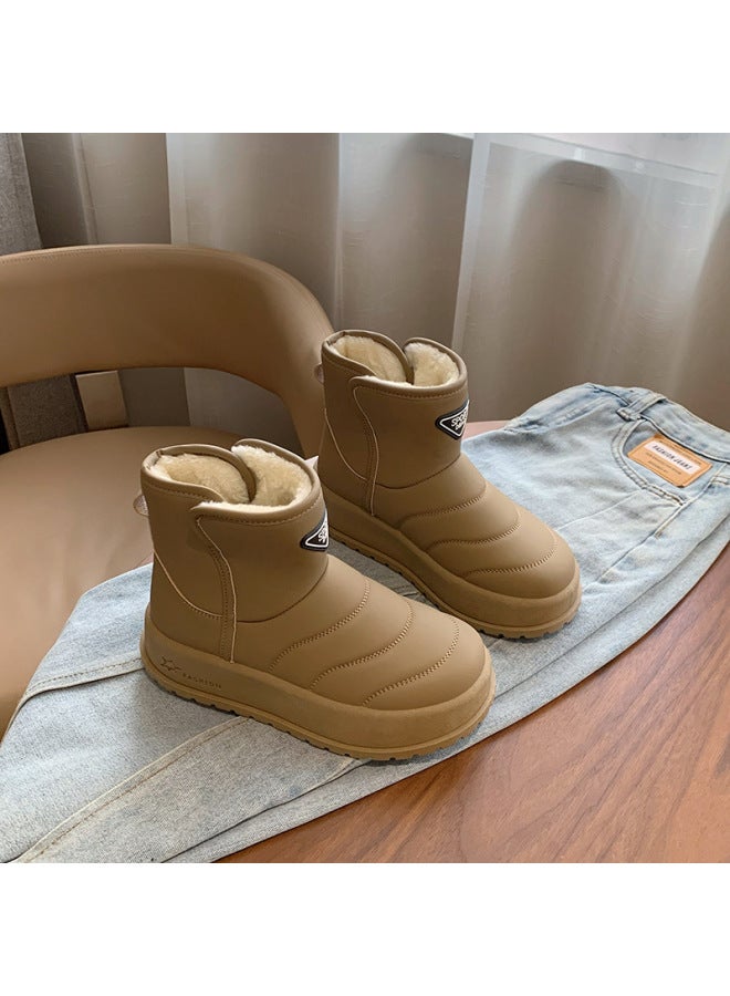 Winter Cotton Shoes Fleece-lined High-top Snow Boots For Women  Winter New Student Warm Casual Shoes Cotton