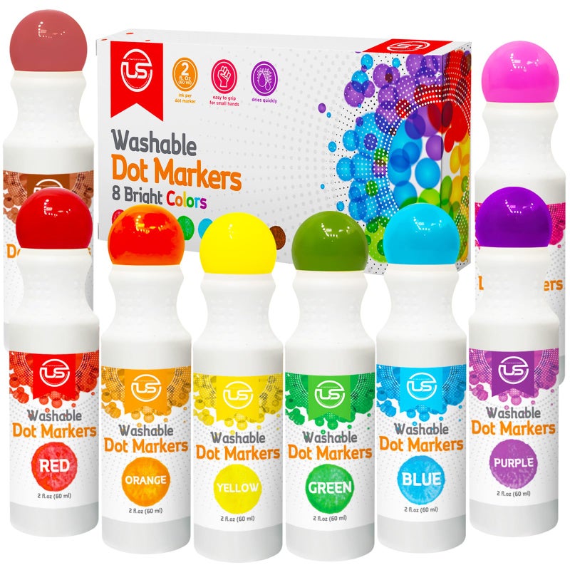 Ultimate Stationery Dot Markers Bingo Daubers Washable 8 Colors Dot Markers for Toddlers and Kids Dot Art Toddler arts and crafts - Image 2