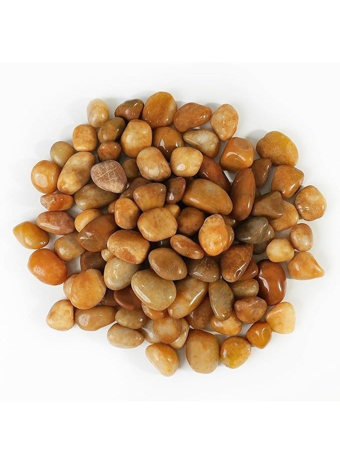 Light Brown Smooth & Polished Decorative Medium Size Stones Pebbles for Aquarium Garden Landscaping Plants and Home Interior & Exterior Decoration Durable Rocks Gravel for Decor (Medium - 1kg) - Image 4