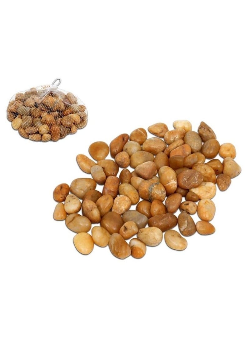 Light Brown Smooth & Polished Decorative Medium Size Stones Pebbles for Aquarium Garden Landscaping Plants and Home Interior & Exterior Decoration Durable Rocks Gravel for Decor (Medium - 1kg) - Image 5
